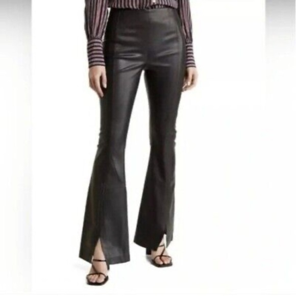 Free People Pants - Free People | We The Free NWOT Faux Leather High Rise Split Flare Hem Pants 31